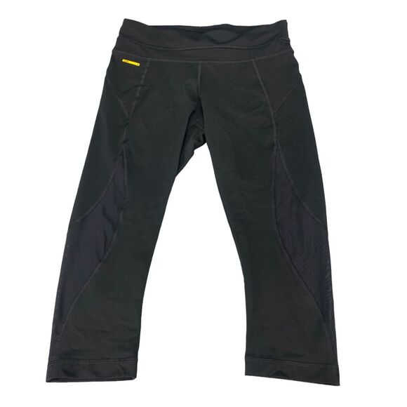 Lolë Capri Leggings Womens Small Black Nylon Stretch Elastic Waist Straight Leg - Picture 1 of 16